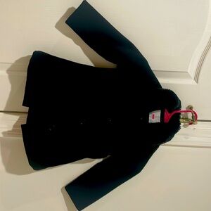 Black Pea Coat with Faux Fur Collar